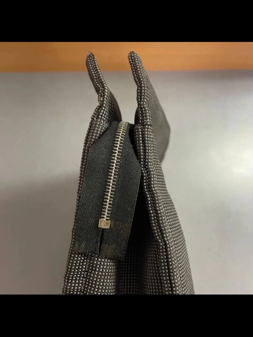 Hermes Charcoal Gray Flat Cosmetic Pouch